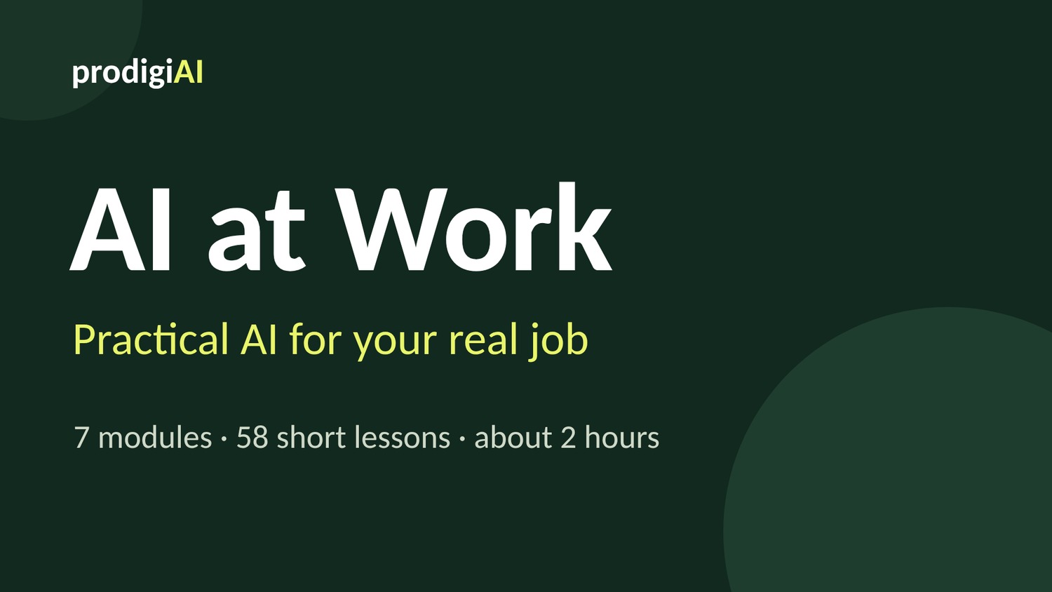 AI at Work online course cover by Prodigi AI